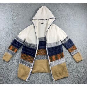 Fate Cardigan Sweater Women Medium Hooded Open Front‎ Fuzzy Cozy Lagenlook